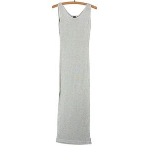 Vintage Isadora Paris Silver Metallic Shimmer Maxi Bodycon Dress Size 1 Art Deco